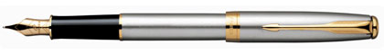 Parker Sonnet Stainless Steel Gold Trim Fountain Pen
